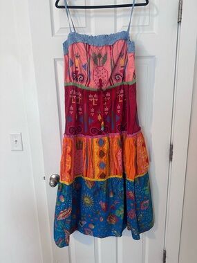 FARM RIO NWT Boho Tiered Sundress with Embroidered Detail